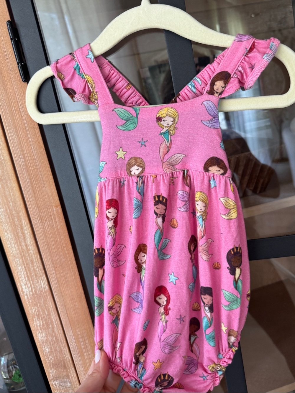 Posh Peanut mermaids bubble romper ruffle print summer bamboo baby girl - Picture 4 of 5